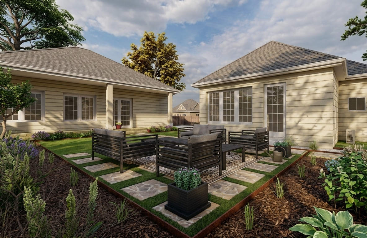 Photorealistic outdoor living proposal delivered by Veyro Studio